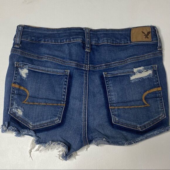 American Eagle | Factory Distressed Hi-Rise Shortie Shorts - Picture 4 of 4